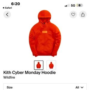 I’m selling a Kith Cyber Monday Wildfire hoodie size large